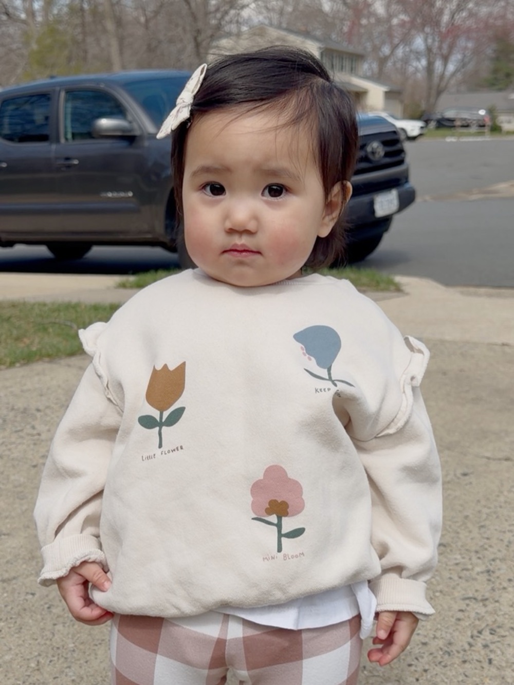 Zara Cream Floral Graphic Toddler Sweatshirt